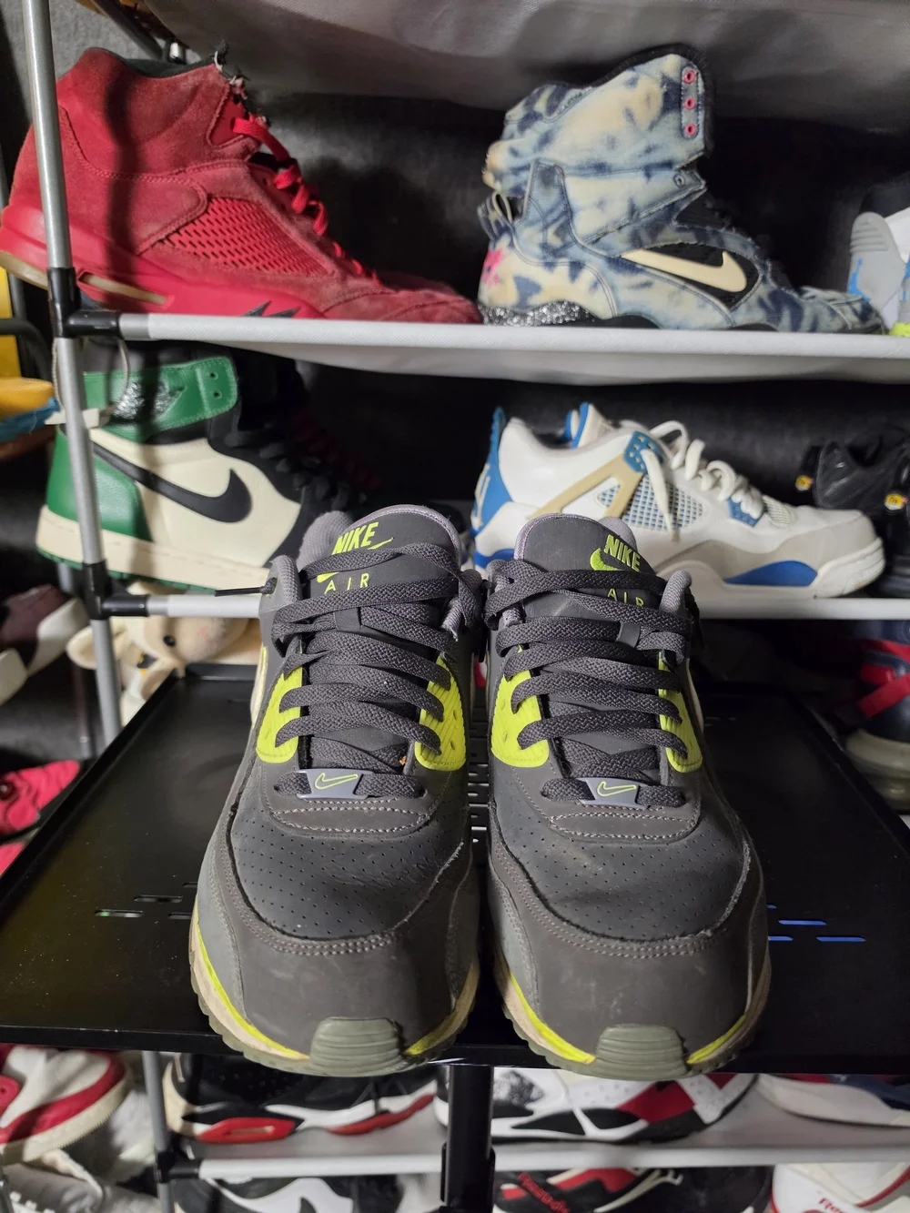 🔥 Nike Gray Neon Yellow Air Max Wright LTD Men's Size 12 Athletic Shoes